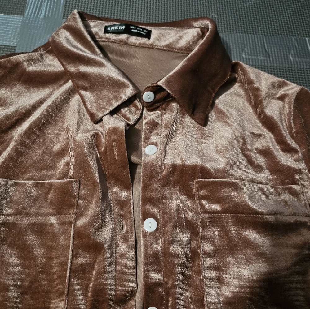 Velvet Button Up Shirt - Picture 2 of 3
